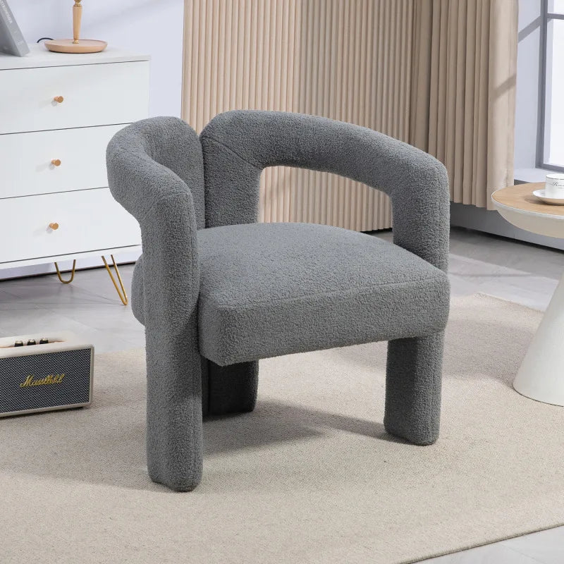 Lounge Chair Open Back Teddy Fabric Contemporary Couch Furniture Kitchen Living Room Bedroom Reading Home Furniture Gift