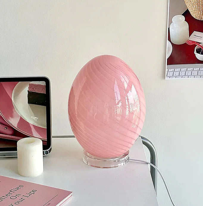 Table Lamp Egg Glass Retro Contemporary Colorful Minimalist Bedroom Living Room Office Shelf Desk Home Decor Gift Housewarming Unique