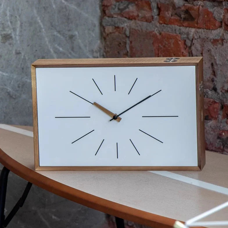 Wall Clock Table Clock Acacia Wood Japanese Vintage Wabi-Sabi Japandi Retro Living Room Bedroom Kitchen Office Home Decor Gift