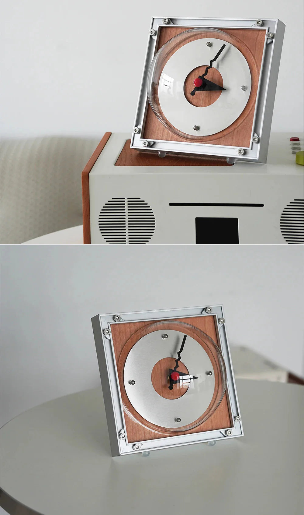 Wall Clock Desk Clock Aluminum Bauhaus Industrial Mid-Century Retro Vintage Wood Living Room Office Bedroom Home Decor Gift