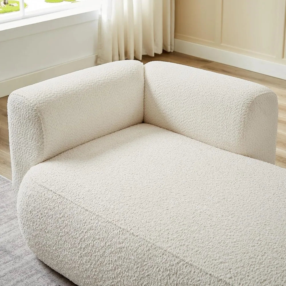 Chaise Lounge Sofa Cream Boucle Contemporary Couch Furniture Living Room Bedroom Reading Chair Home Furniture Gift Housewarming
