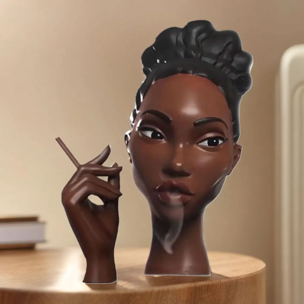 Incense Holder Burner Smoking Figure Woman Humor Vintage Ornament Sculpture Shelf Desk Office Home Decor Gift Housewarming