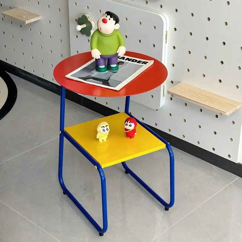 Side Table Mid-Century Metal Shelf Colorful Retro Contemporary Living Room Bedroom Office Home Furniture End Table Accent Gift