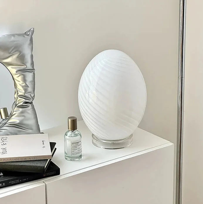 Table Lamp Egg Glass Retro Contemporary Colorful Minimalist Bedroom Living Room Office Shelf Desk Home Decor Gift Housewarming Unique