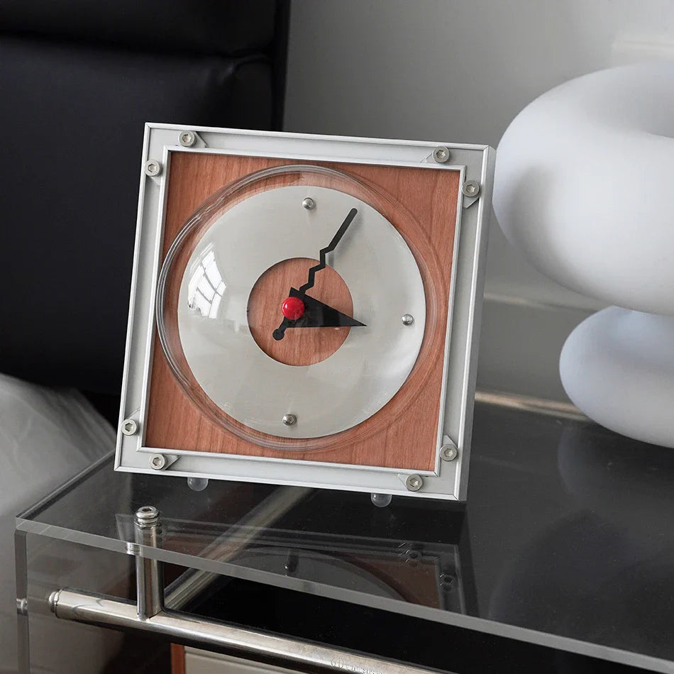 Wall Clock Desk Clock Aluminum Bauhaus Industrial Mid-Century Retro Vintage Wood Living Room Office Bedroom Home Decor Gift