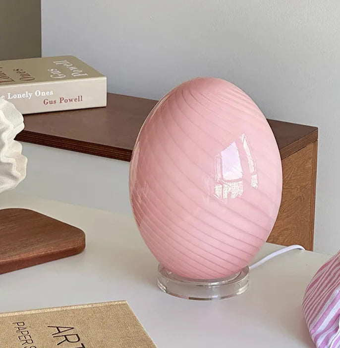 Table Lamp Egg Glass Retro Contemporary Colorful Minimalist Bedroom Living Room Office Shelf Desk Home Decor Gift Housewarming Unique