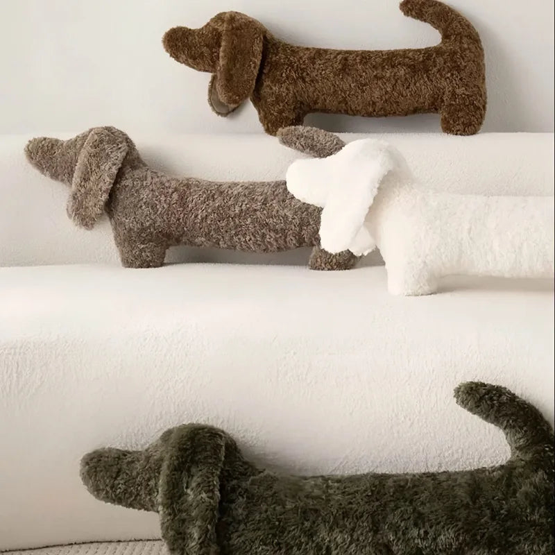 Pillow Plush Dachshund Dog Lounge Humor Nordic Novelty Funny Bedroom Sofa Living Room Couch Home Decor Kids Gift Housewarming