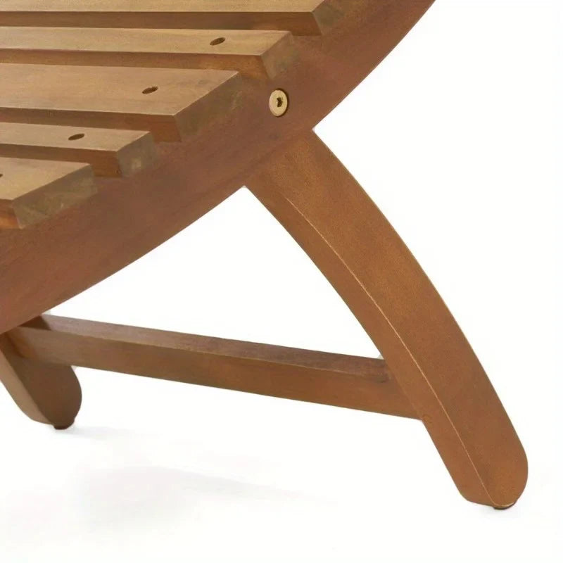 Outdoor Chaise Lounge Folding Acacia Wood Chair Patio Deck Garden Pool Furniture Vintage Sun Lounger Housewarming Gift Decor