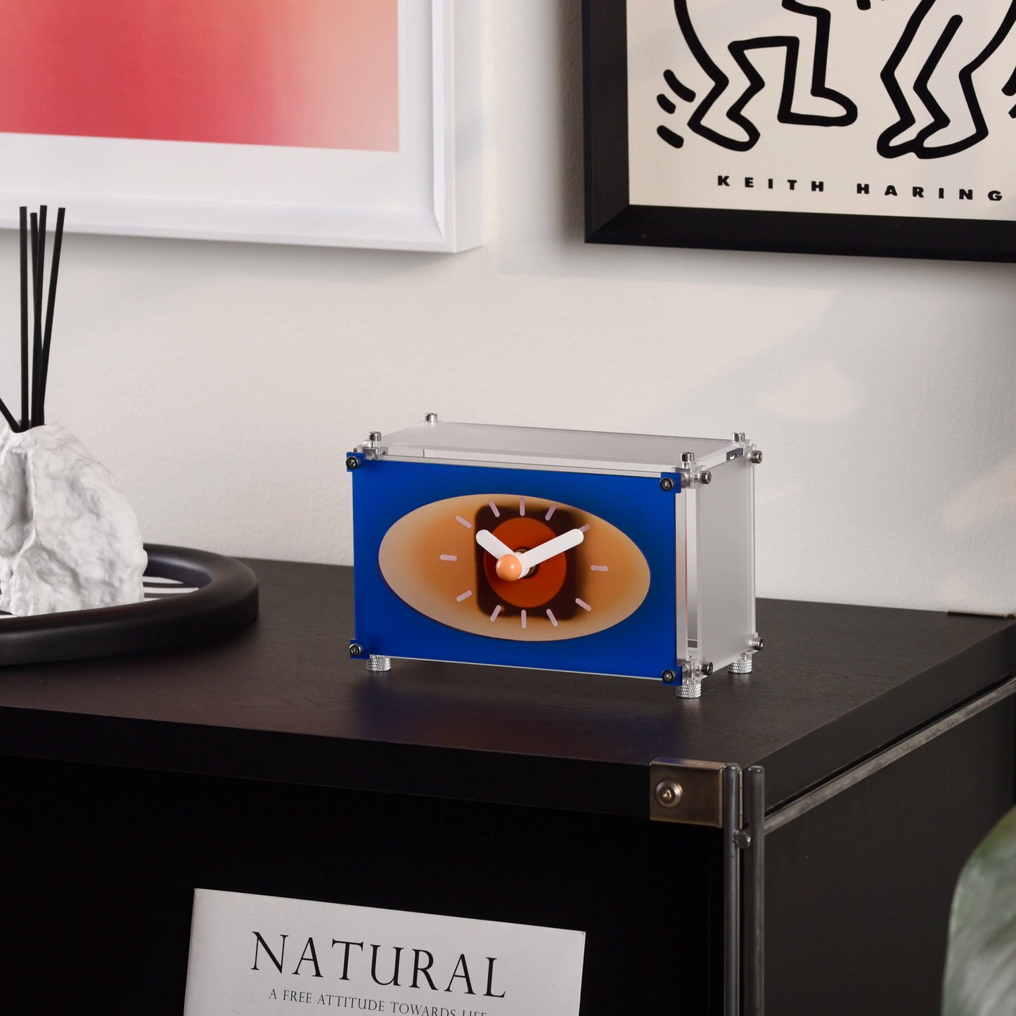 Desk Clock Acrylic Retro Colorful Contemporary Minimalist Office Desktop Shelf Bedroom Living Room Kitchen Home Decor Gift