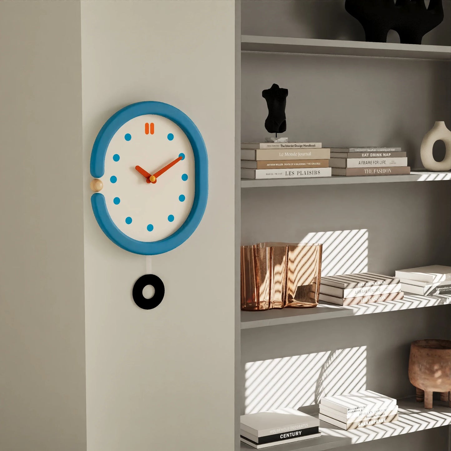 Wall Clock Pendulum Oval Japanese Minimalist Retro Wabi-Sabi Living Room Bedroom Kitchen Office Home Decor Unique Gift Home Gift