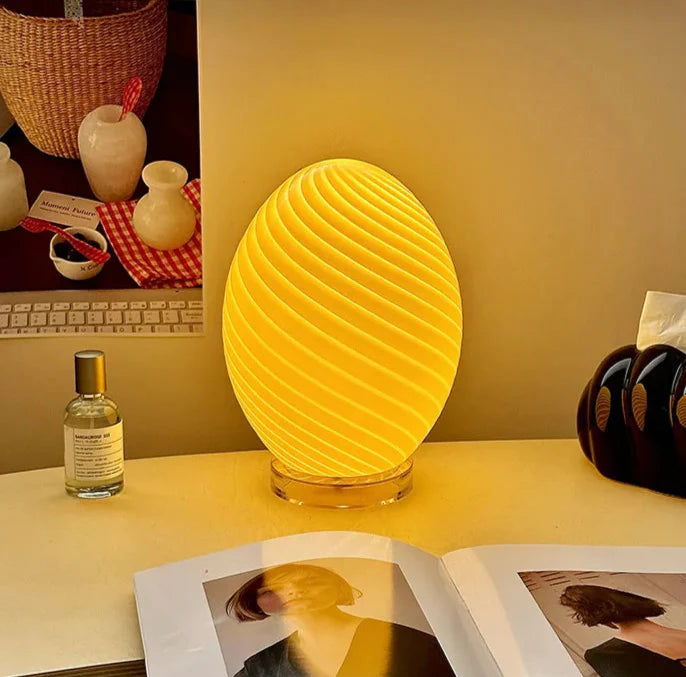 Table Lamp Egg Glass Retro Contemporary Colorful Minimalist Bedroom Living Room Office Shelf Desk Home Decor Gift Housewarming Unique