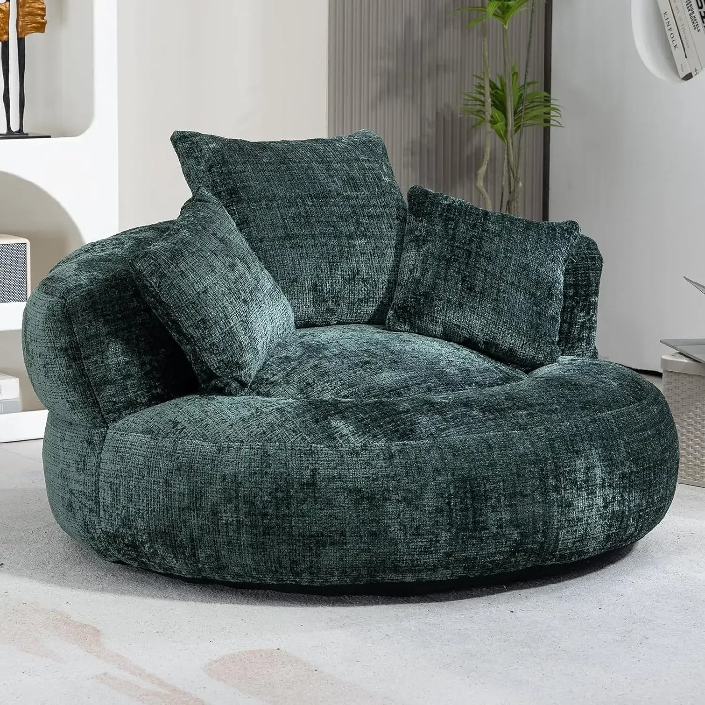 Bean Bag Chair Couch Round Chenille Lazy Sofa Contemporary Furniture Living Room Bedroom Office Home Lounge Seating Gift