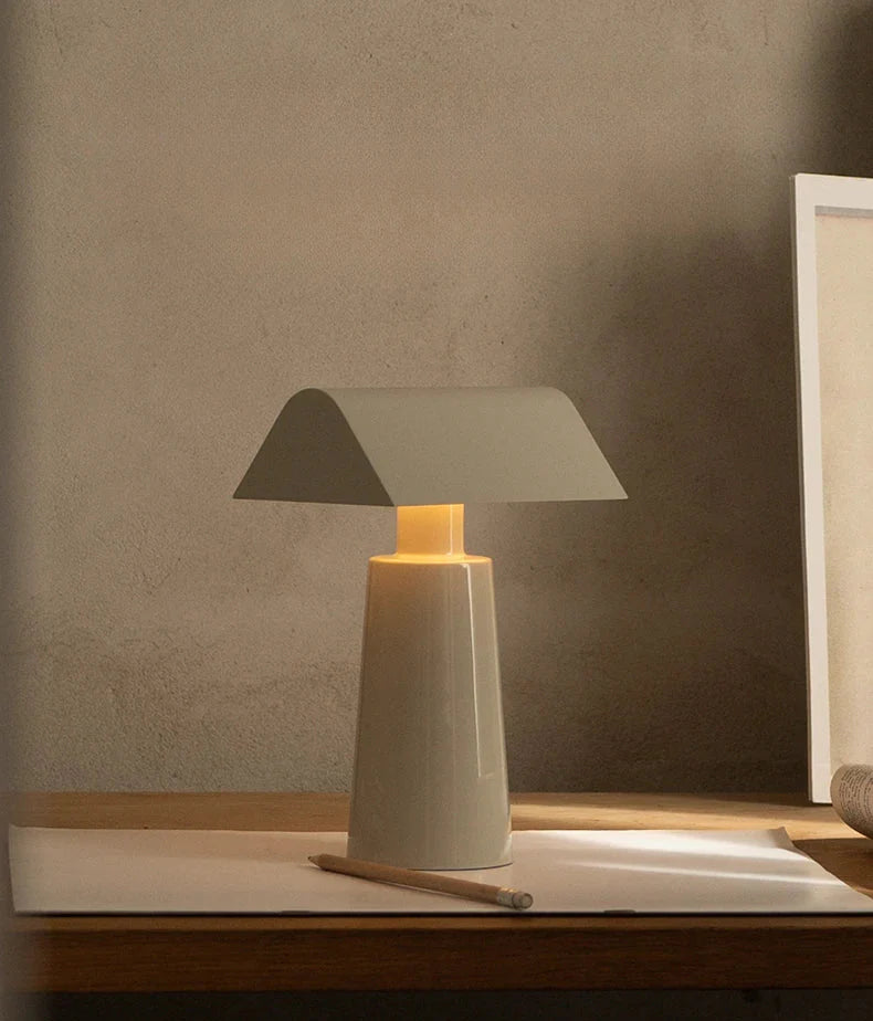 Table Lamp Cordless Wireless Pyramid Contemporary Mid-Century Retro Dimmable Bedroom Living Room Office Shelf Home Decor Gift