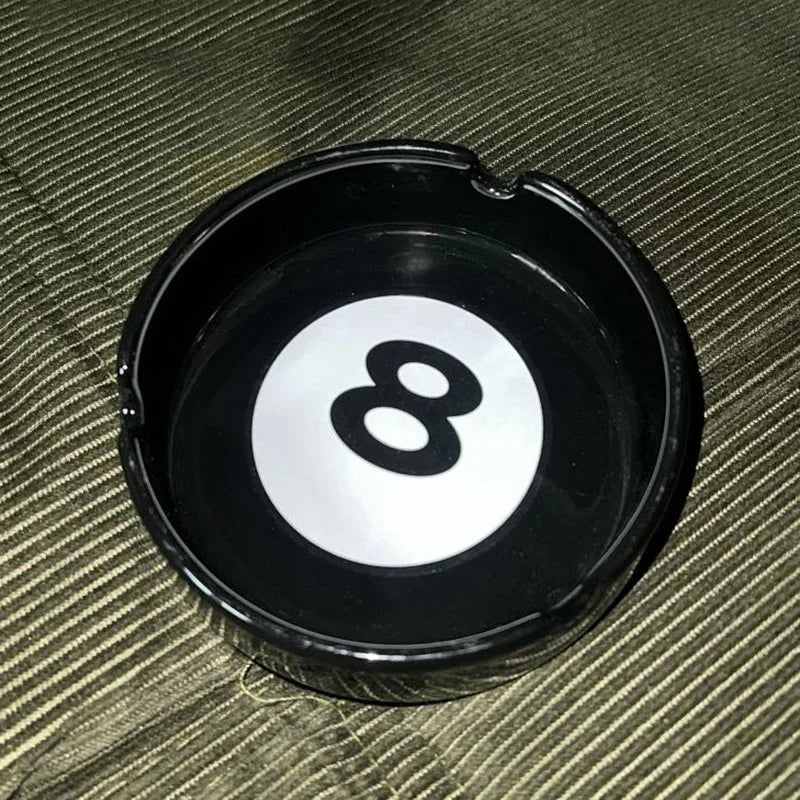 Ashtray Ceramic Eight Ball Pool Billiards Humor Novelty Funny Desk Office Shelf Home Contemporary Unique Gift for Smokers
