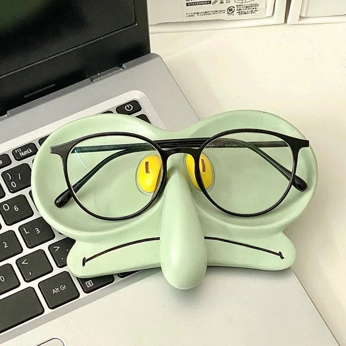 Glasses Holder Eyeglass Stand Squid Character Humor Novelty Funny Desk Office Shelf Living Room Home Decor Unique Gift Desk