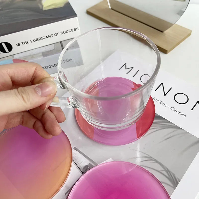 Coaster Set Acrylic Round Bauhaus Colorful Nordic Retro Kitchen Office Desk Dining Room Home Decor Housewarming Gift Dining