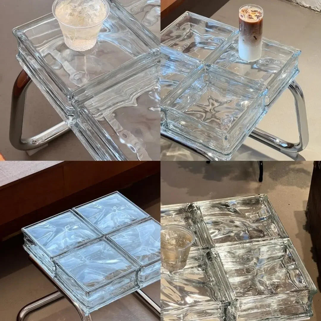 Coffee Table Glass Block Translucent Contemporary Furniture Side Table Living Room Office Home Decor Unique Statement Gift