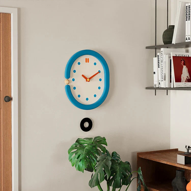 Wall Clock Pendulum Oval Japanese Minimalist Retro Wabi-Sabi Living Room Bedroom Kitchen Office Home Decor Unique Gift Home Gift