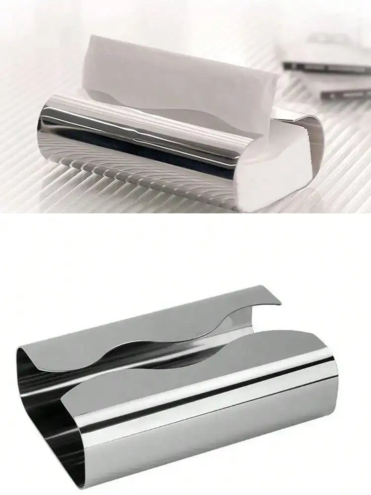 Tissue Holder Stainless Steel Mirror Finish Contemporary Minimalist Office Desk Shelf Bathroom Kitchen Home Decor Gift Minimalist