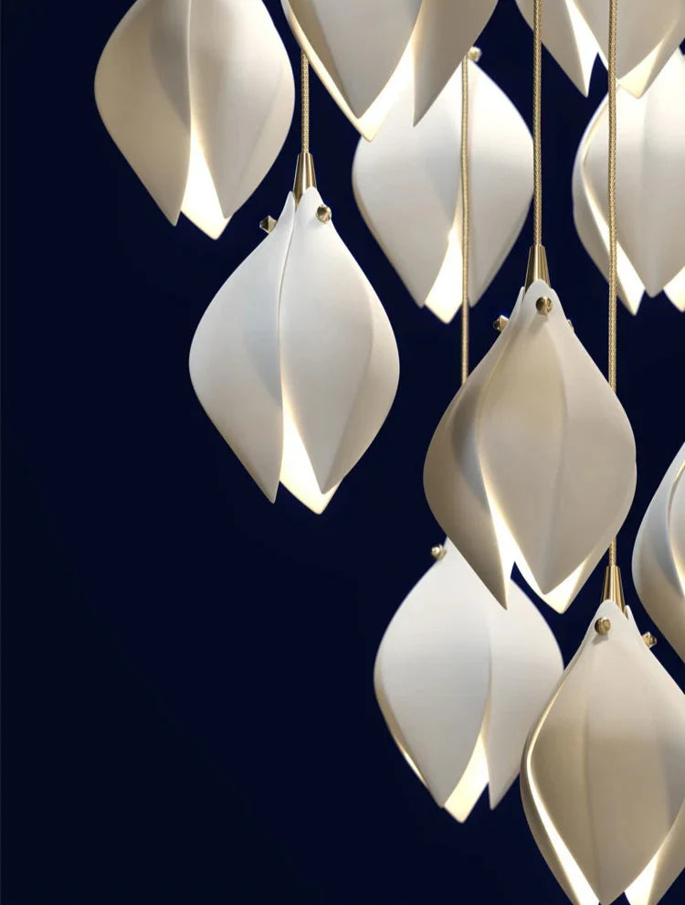 Chandelier Ceramic White Magnolia Jade Luxury Contemporary Hotel Ceiling Light Living Room Dining Bedroom Office Gift Housewarming
