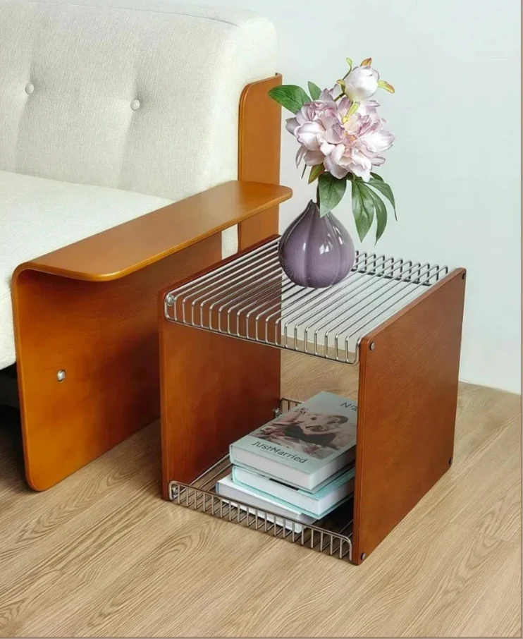 Storage Organizer Cube Modular Wood Metal Japanese Mid-Century Nordic Antique Side Table Living Room Bedroom Office Gift
