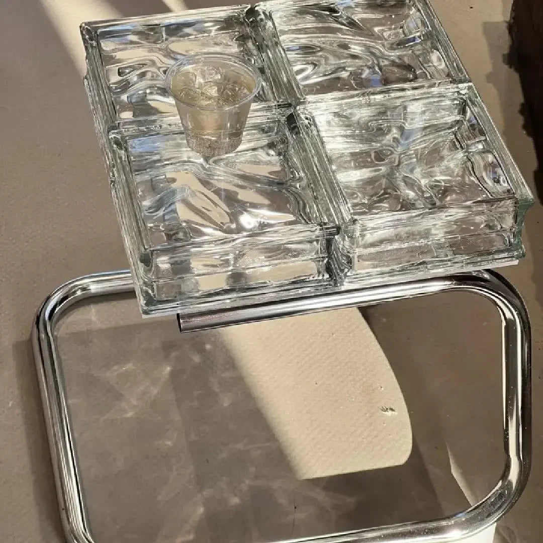 Coffee Table Glass Block Translucent Contemporary Furniture Side Table Living Room Office Home Decor Unique Statement Gift