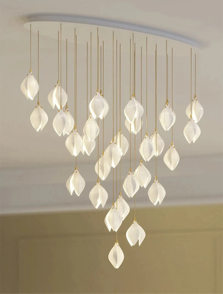 Chandelier Ceramic White Magnolia Jade Luxury Contemporary Hotel Ceiling Light Living Room Dining Bedroom Office Gift Housewarming