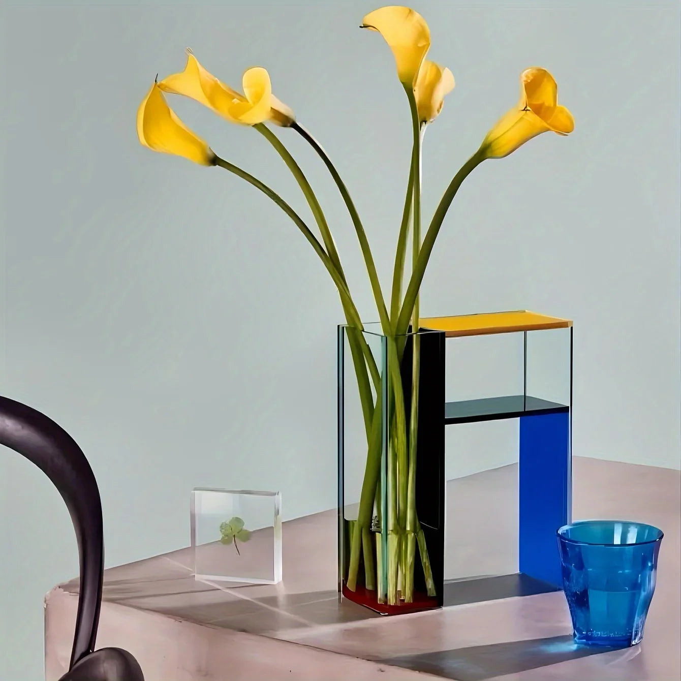 Vase Acrylic Color Block Contemporary Retro Organizer Shelf Desk Living Room Bedroom Office Kitchen Home Decor Gift Housewarming Unique