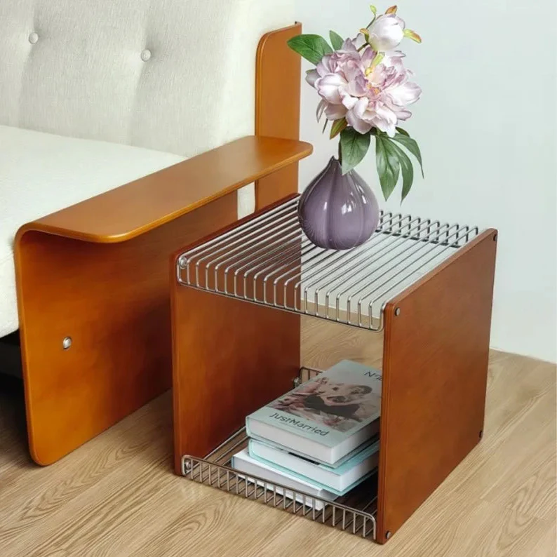 Storage Organizer Cube Modular Wood Metal Japanese Mid-Century Nordic Antique Side Table Living Room Bedroom Office Gift