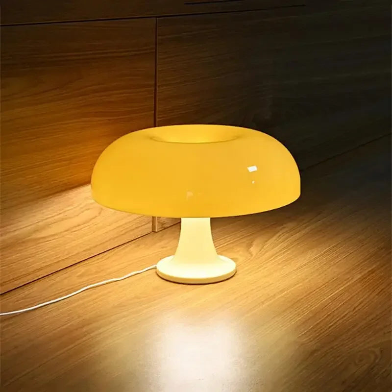 Table Lamp Mushroom Wide Bauhaus Cream Pink ABS Contemporary Nordic Retro Bedroom Living Room Office Shelf Home Decor Gift