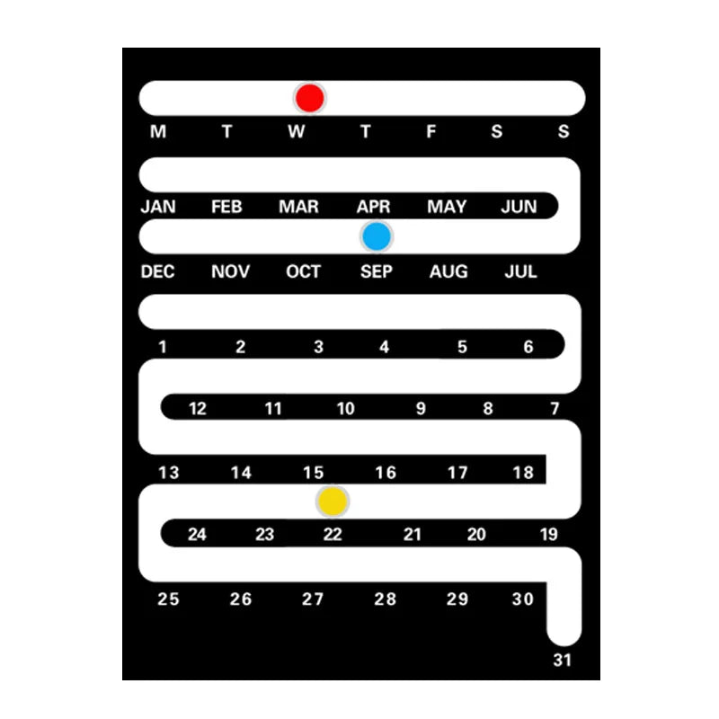 Wall Calendar Sliding Perpetual Bauhaus Frame Humor Interactive Mid-Century Living Room Game Room Office Home Decor Gift