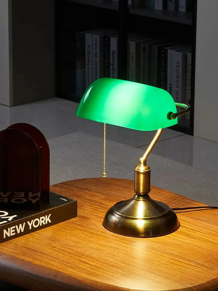 Table Lamp Banker Vintage Mid-Century Classic Green Shade Desk Lamp Bedroom Living Room Office Home Decor Study Gift Housewarming Interior