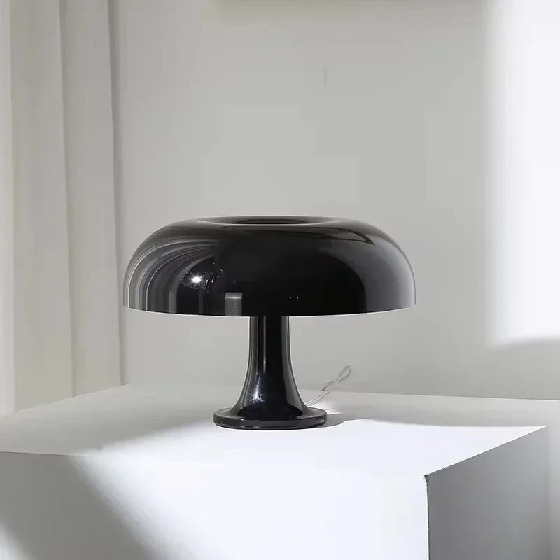 Table Lamp Mushroom Wide Bauhaus Black ABS Contemporary Nordic Retro Bedroom Living Room Office Shelf Home Decor Gift Housewarming Decor