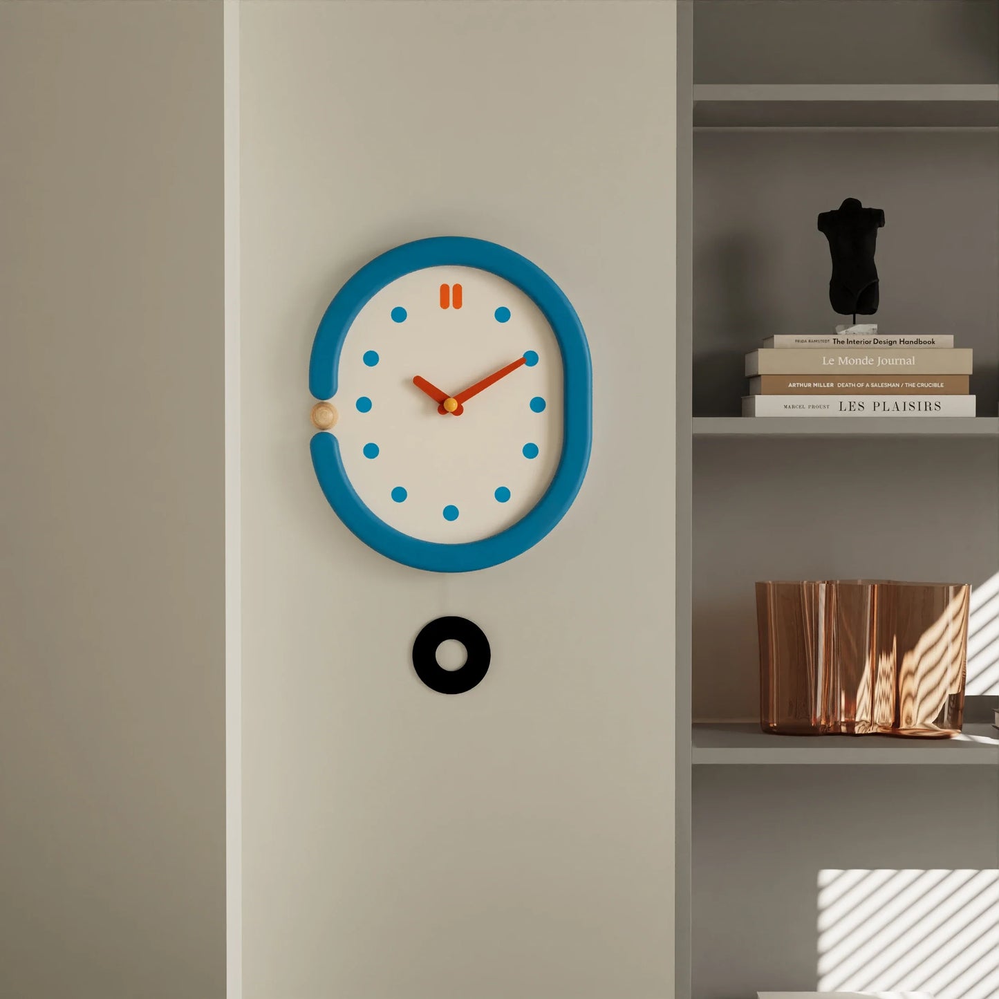 Wall Clock Pendulum Oval Japanese Minimalist Retro Wabi-Sabi Living Room Bedroom Kitchen Office Home Decor Unique Gift Home Gift