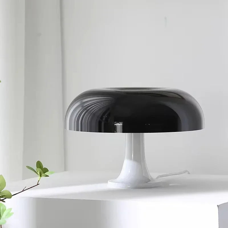 Table Lamp Mushroom Wide Bauhaus Black ABS Contemporary Nordic Retro Bedroom Living Room Office Shelf Home Decor Gift Housewarming Decor