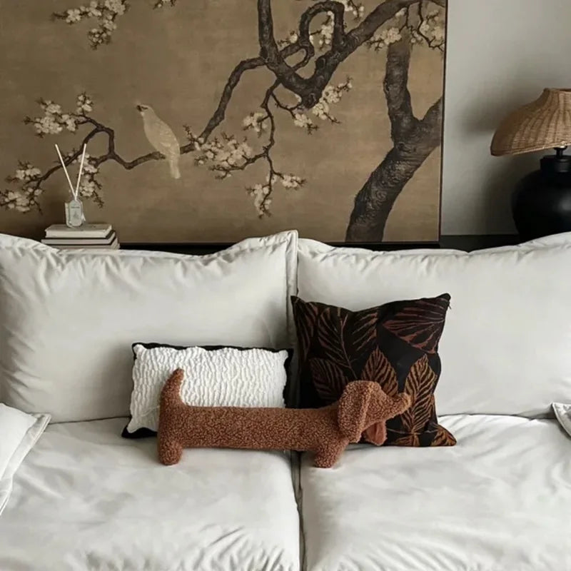 Pillow Plush Dachshund Dog Lounge Humor Nordic Novelty Funny Bedroom Sofa Living Room Couch Home Decor Kids Gift Housewarming