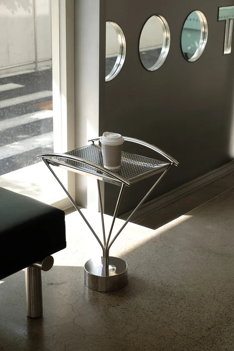 Side Table Arc Stainless Steel Industrial Contemporary Luxury Vintage End Table Living Room Bedroom Office Home Decor Gift