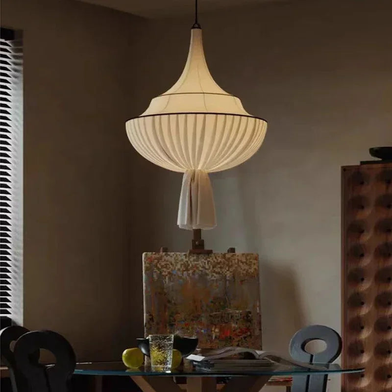 Pendant Ceiling Light Pleated Fabric Japandi Japanese Wabi-Sabi Retro Vintage Hanging Lamp Living Room Bedroom Dining Room Gift