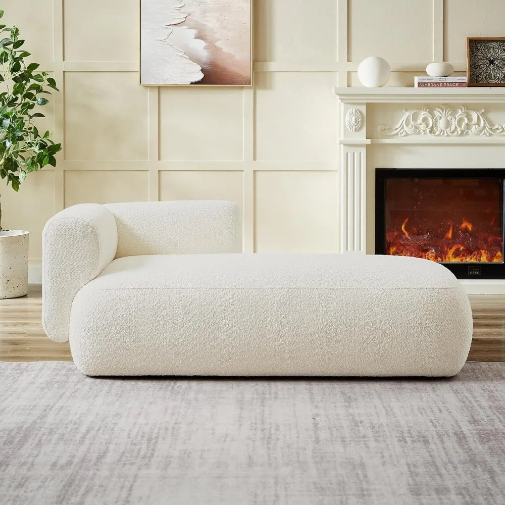 Chaise Lounge Sofa Cream Boucle Contemporary Couch Furniture Living Room Bedroom Reading Chair Home Furniture Gift Housewarming