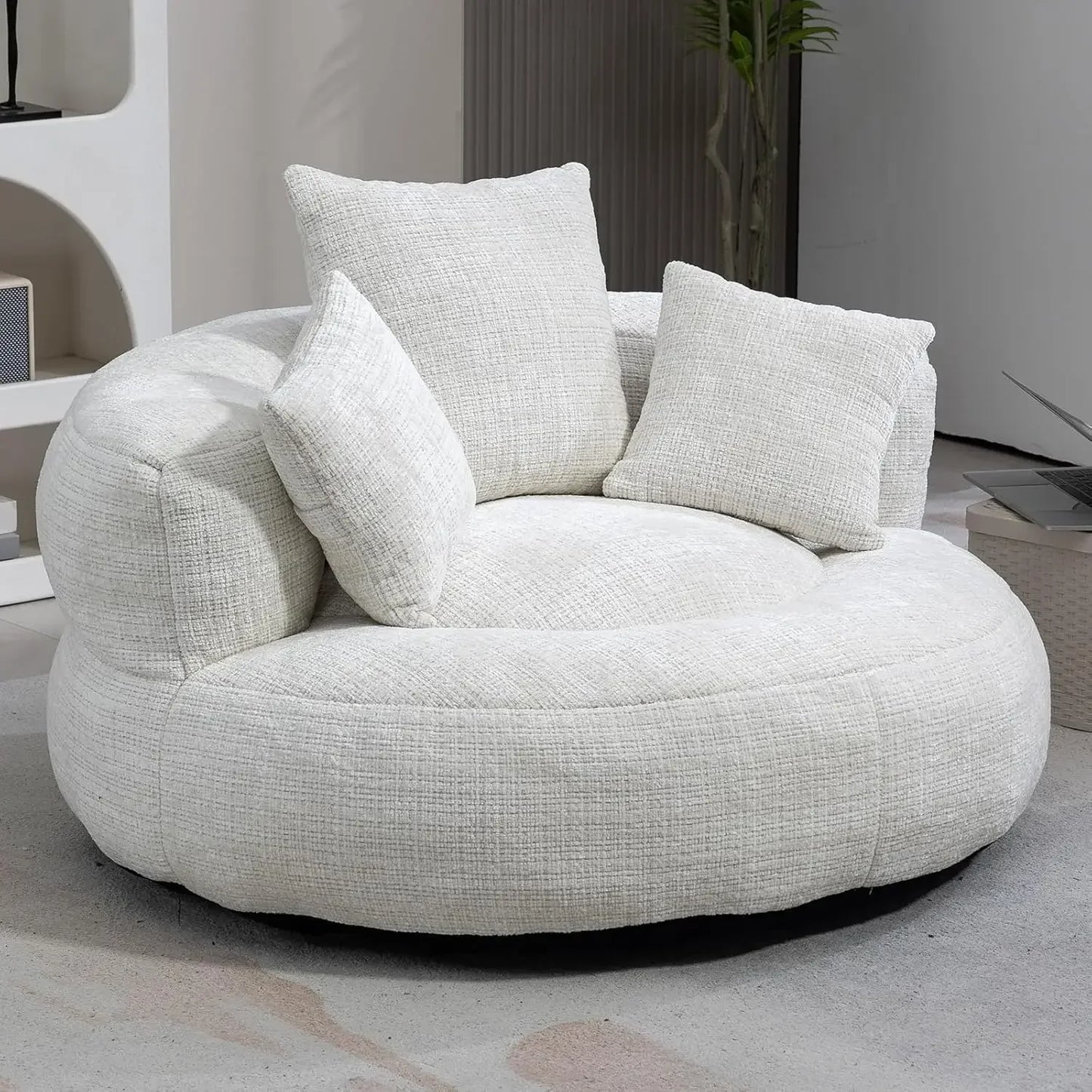 Bean Bag Chair Couch Round Chenille Lazy Sofa Contemporary Furniture Living Room Bedroom Office Home Lounge Seating Gift
