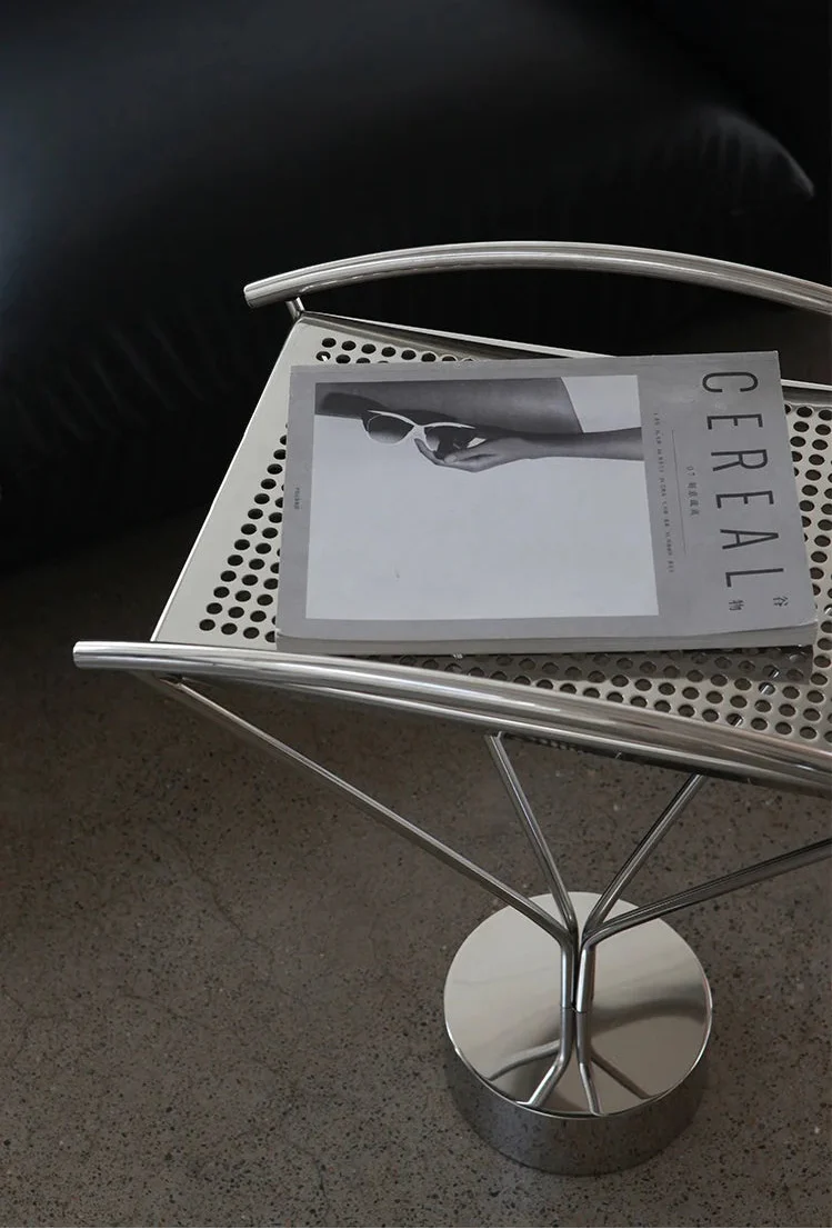 Side Table Arc Stainless Steel Industrial Contemporary Luxury Vintage End Table Living Room Bedroom Office Home Decor Gift