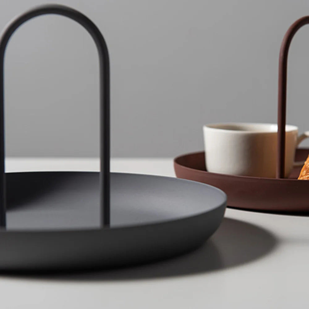 Tray Organizer ABS Round Handle Nordic Colorful Kitchen Office Desk Bathroom Living Room Home Decor Housewarming Gift Unique Interior