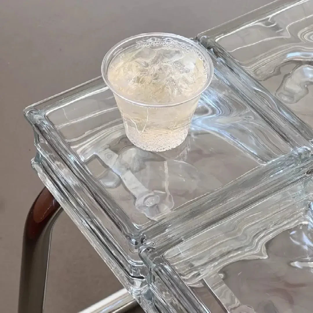 Coffee Table Glass Block Translucent Contemporary Furniture Side Table Living Room Office Home Decor Unique Statement Gift