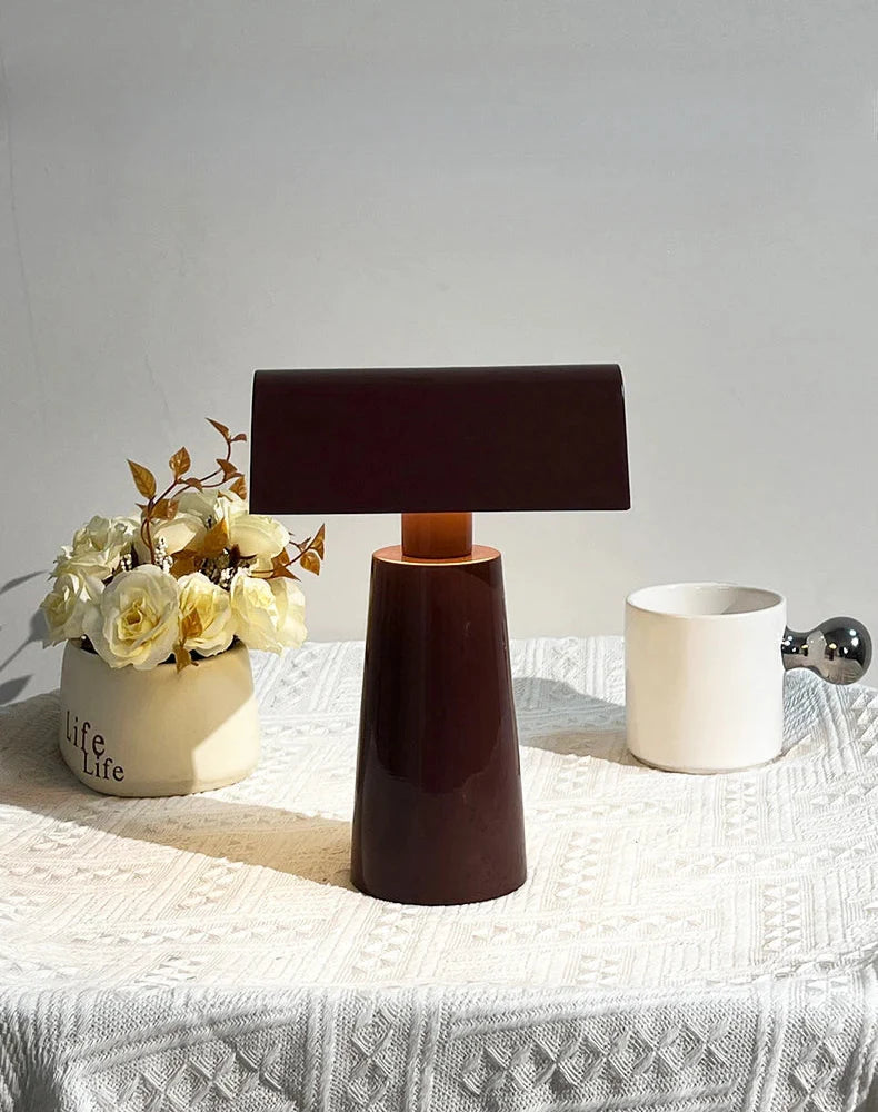 Table Lamp Cordless Wireless Pyramid Contemporary Mid-Century Retro Dimmable Bedroom Living Room Office Shelf Home Decor Gift