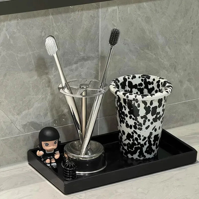 Toothbrush Holder Stand Stainless Steel Vintage Industrial Bathroom Shelf Home Organizer Contemporary Decor Unique Gift Home