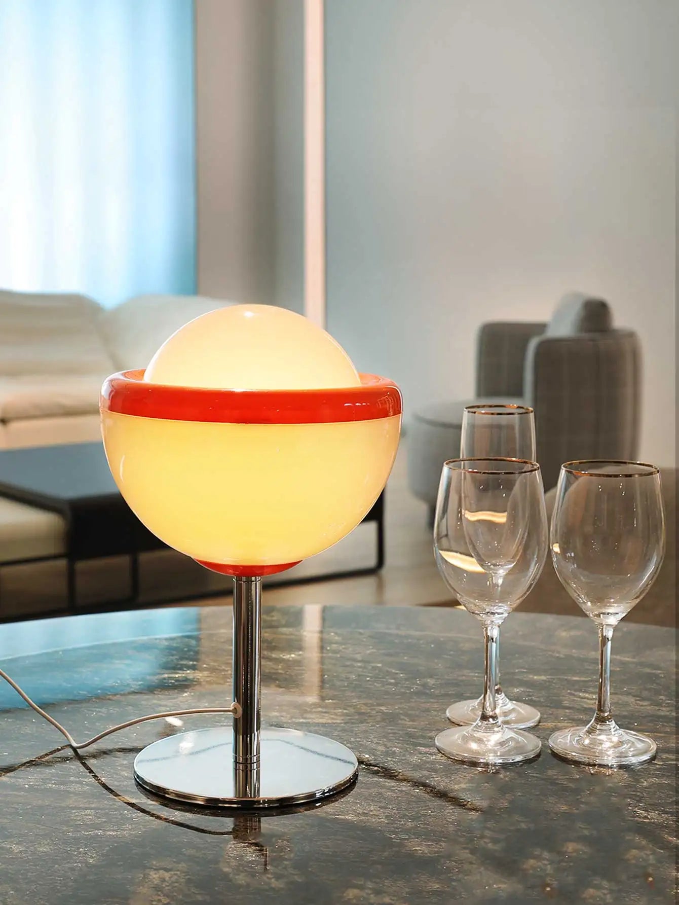 Table Lamp Wine Glass Shape ABS Retro Mid-Century Colorful Bedroom Living Room Office Shelf Desk Home Decor Gift Housewarming Unique