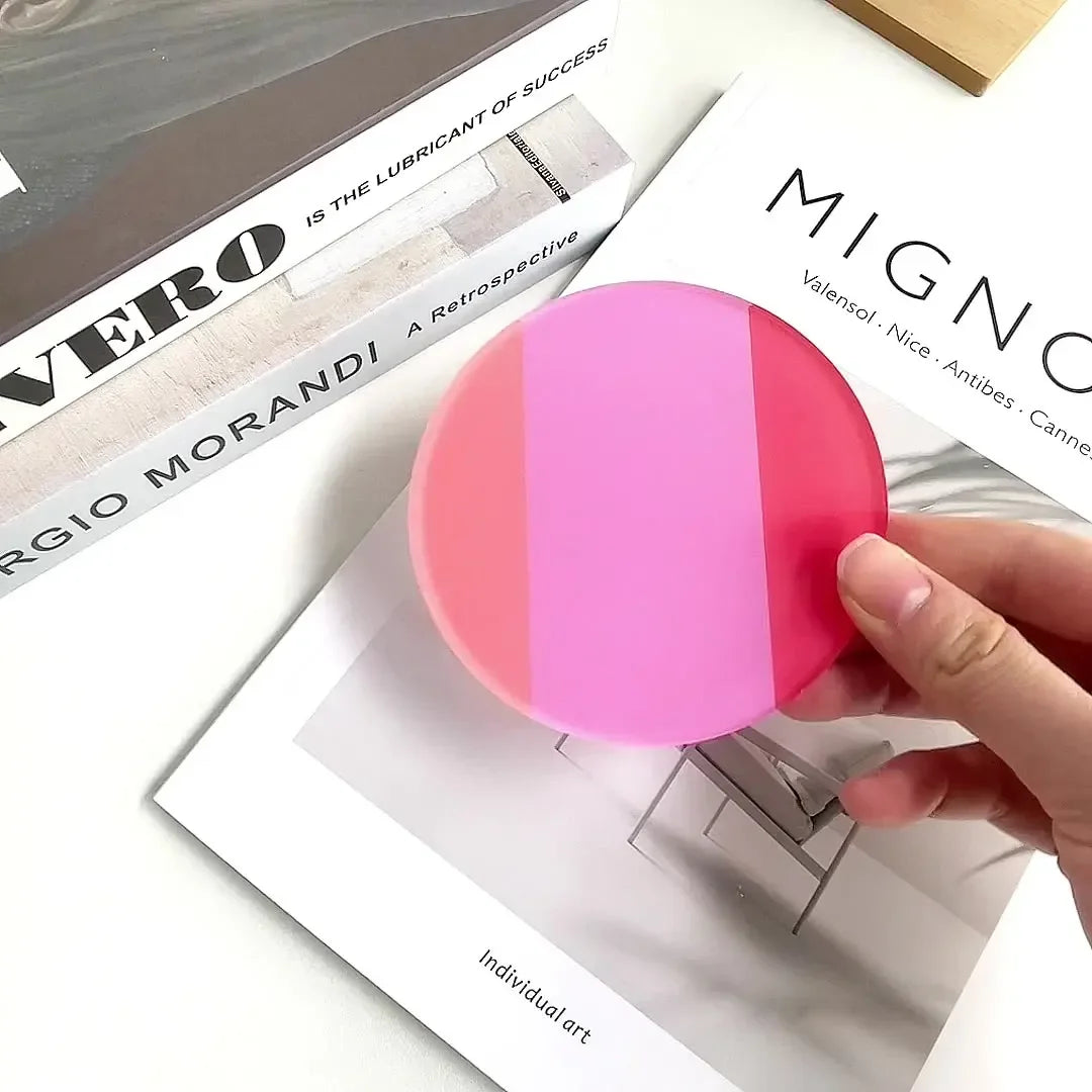 Coaster Set Acrylic Round Bauhaus Colorful Nordic Retro Kitchen Office Desk Dining Room Home Decor Housewarming Gift Dining