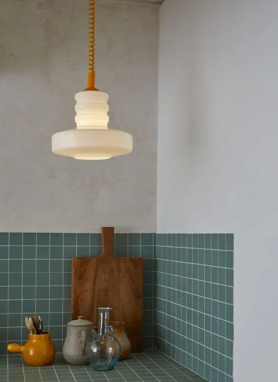 Pendant Ceiling Light Coil-Line Geometric Retro Contemporary Nordic Colorful Hanging Lamp Living Room Bedroom Kitchen Gift