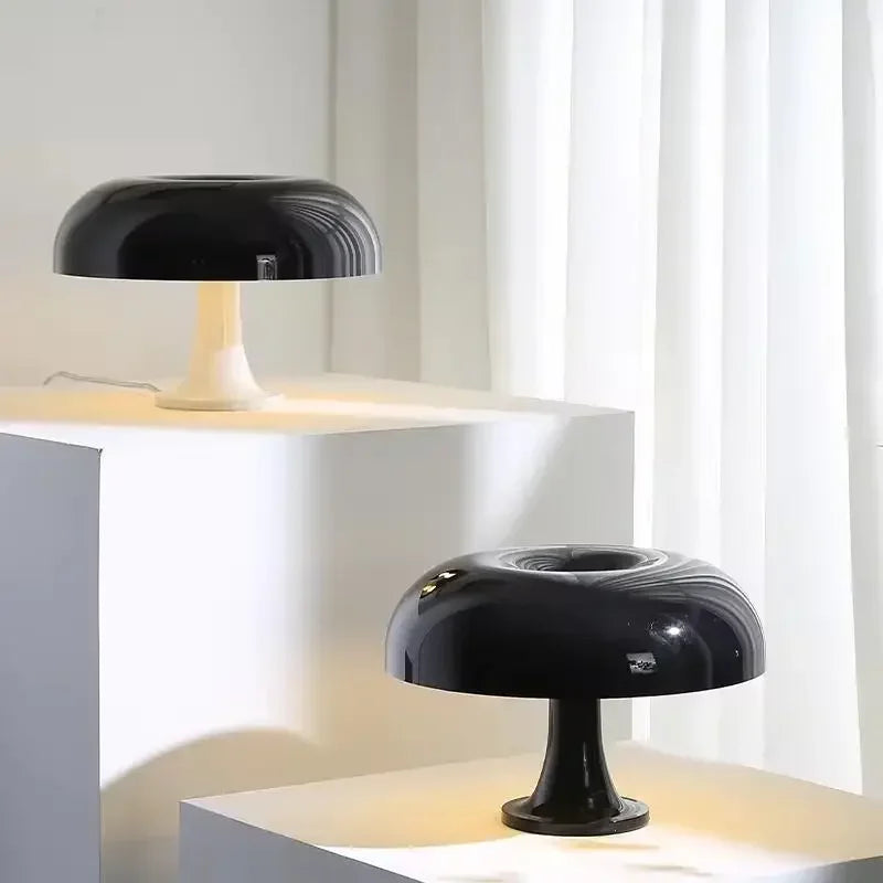 Table Lamp Mushroom Wide Bauhaus Black ABS Contemporary Nordic Retro Bedroom Living Room Office Shelf Home Decor Gift Housewarming Decor