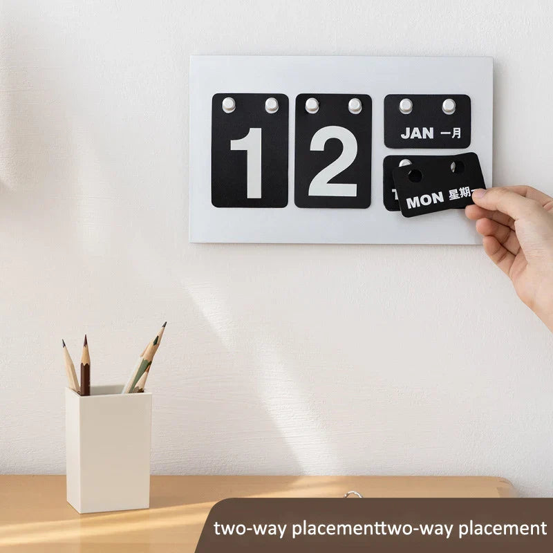 Desk Calendar Desktop Metal Vintage Industrial Interactive Perpetual Office Shelf Home Organizer Decor Housewarming Gift